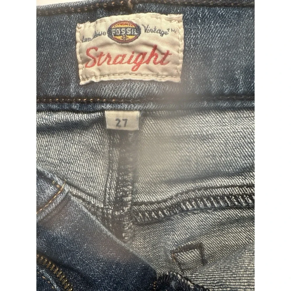 Vintage Fossil Denim Shorts Women's Size 27 Blue Denim Y2K Distressed 5 Pockets